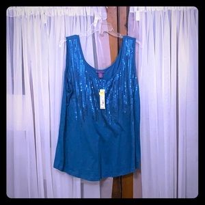 Sequin turquoise tank top